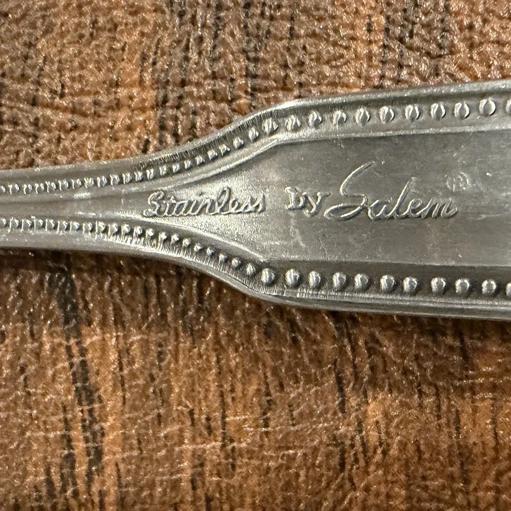 SALEM 1776 Stainless SALAD FORKS Beaded Edge Lot Of 4 Silverware Flatware Vtg